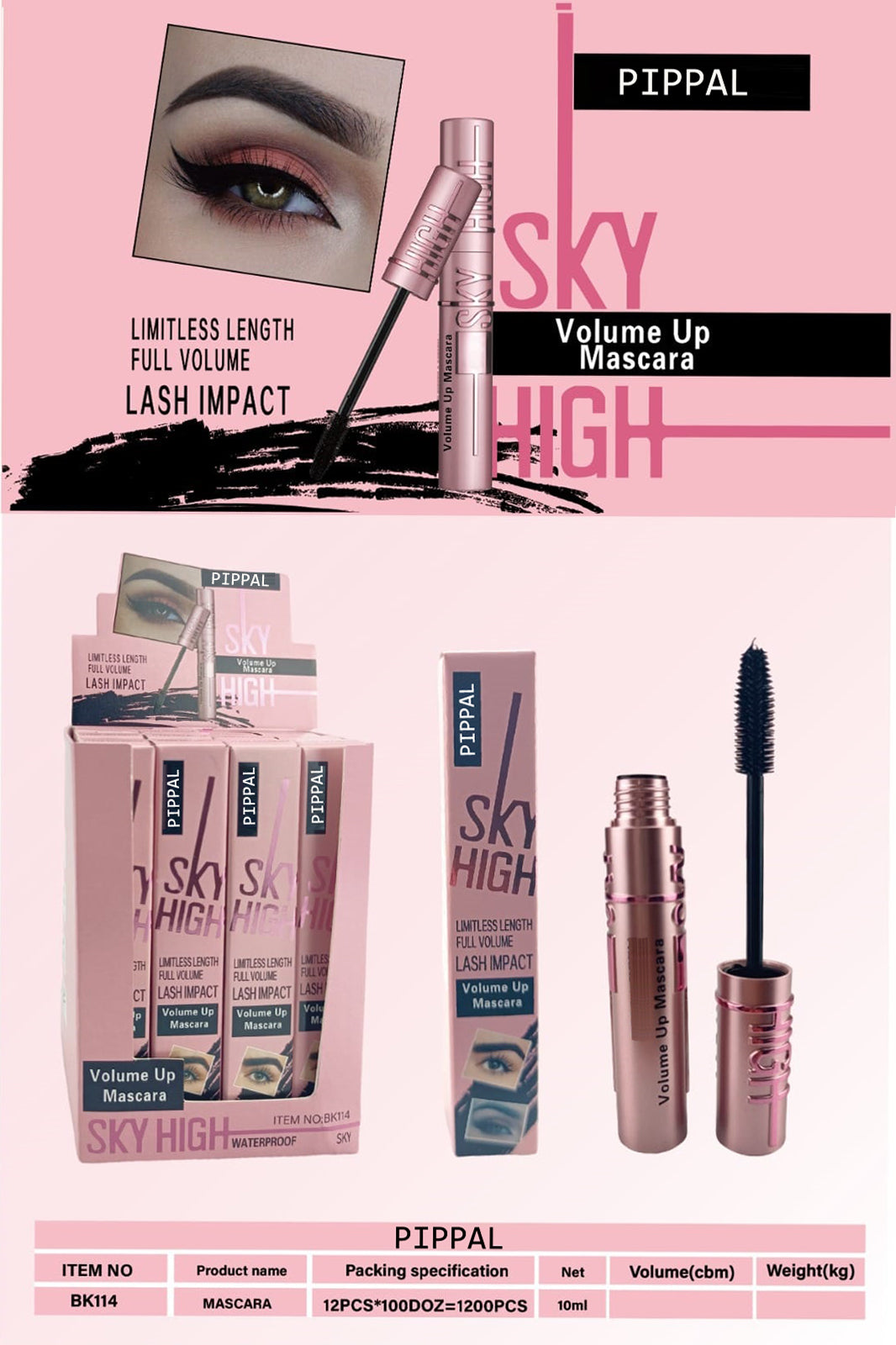 Pippal Sky High Eyeliner with Mascara for Bold And Dramatic Long Lasting Waterproof Lashes 10Gm (Pack of 1)