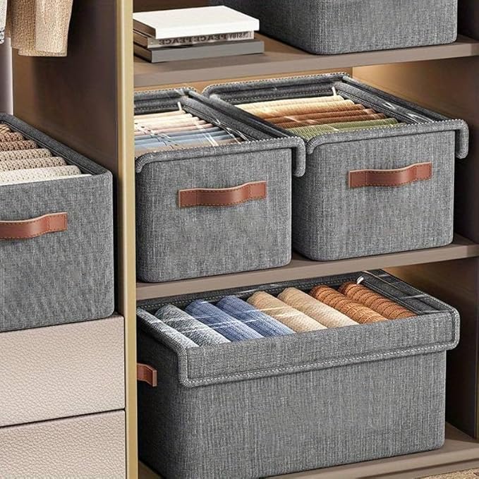 Folding Fabric Linen Storage Boxes Closet Organizer.