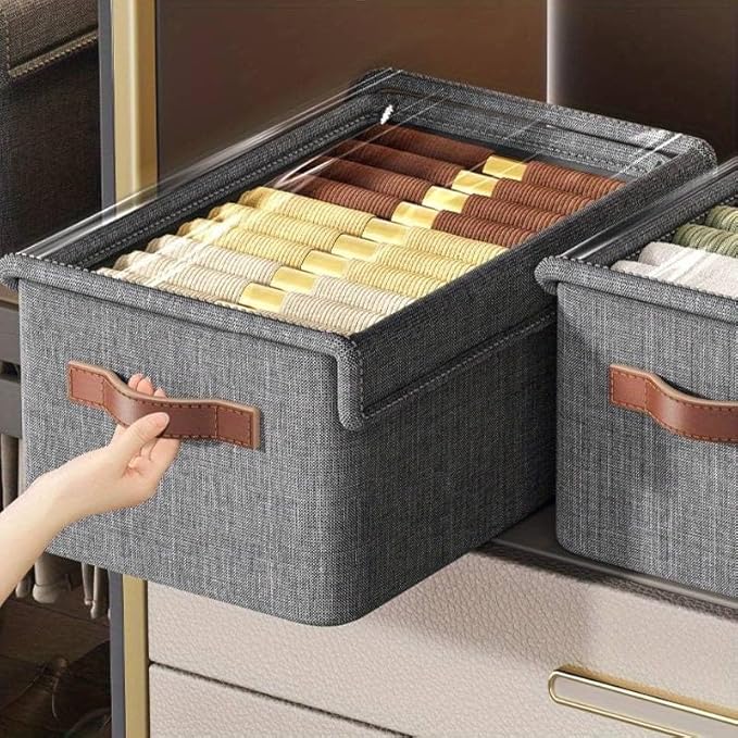 Folding Fabric Linen Storage Boxes Closet Organizer.