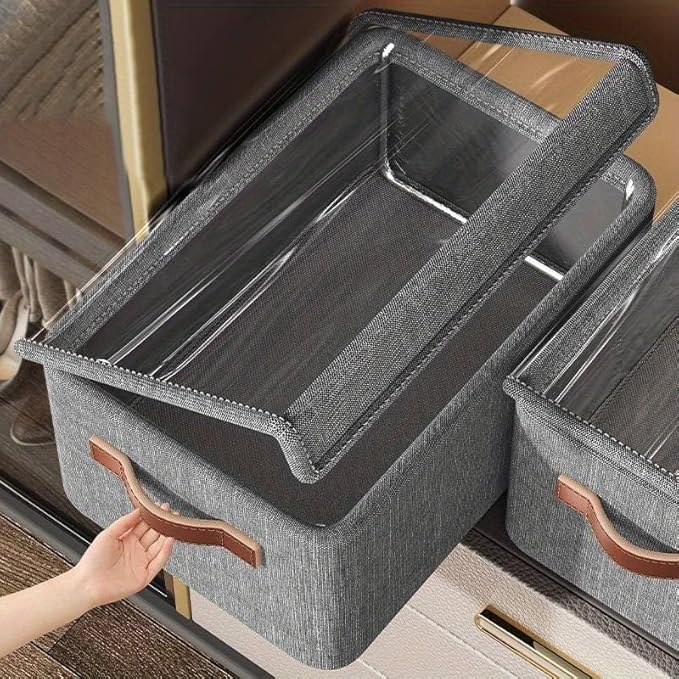 Folding Fabric Linen Storage Boxes Closet Organizer.