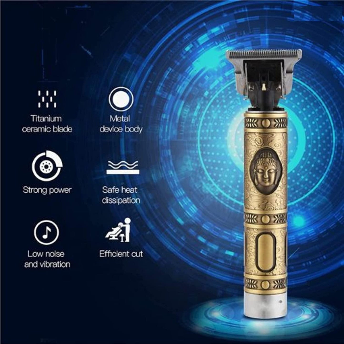 Hair Trimmer For Men Buddha Style Trimmer with Professional Hair Clipper and Adjustable Blade Clipper(Golden).