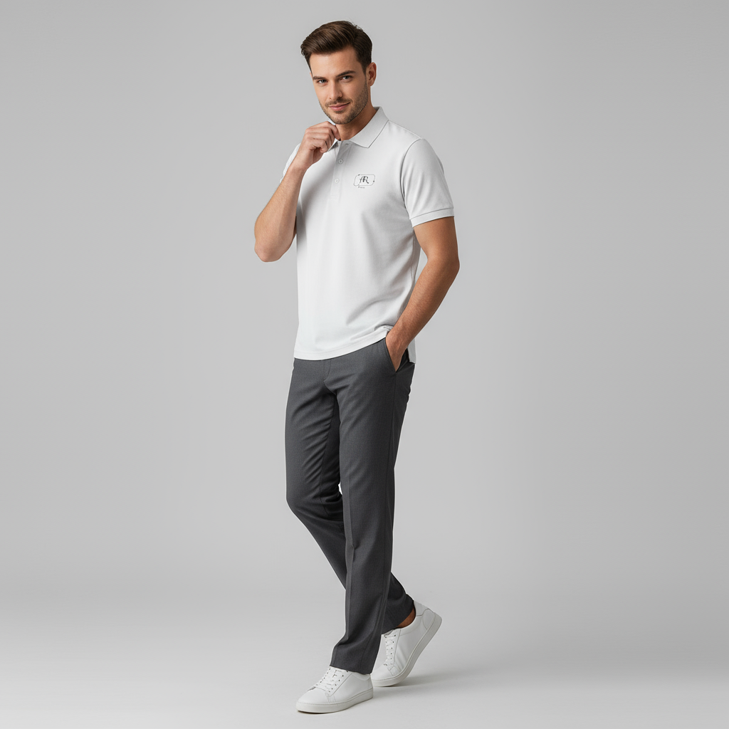 Arbins Luxury White Matte Polo T-Shirt